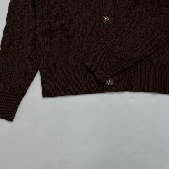 Polo Ralph Lauren Brown cable knit cardigan sweater - Picture 4 of 6